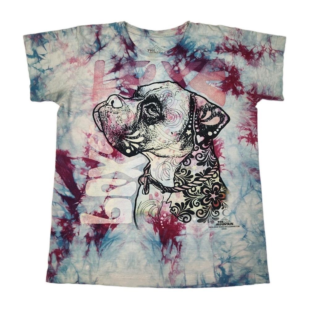 The Mountain Boxer Dog Love Tie Dye T Shirt Womens M Dean Russo Jerome AZ USA